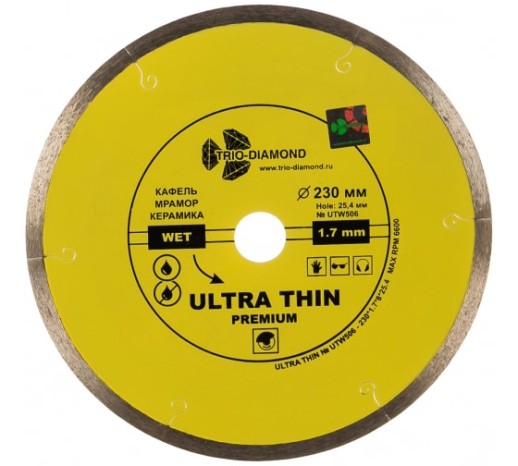 Диск алмазный Ультратонкий Ultra Thin hot press 230х25.4 TRIO-DIAMOND UTW506